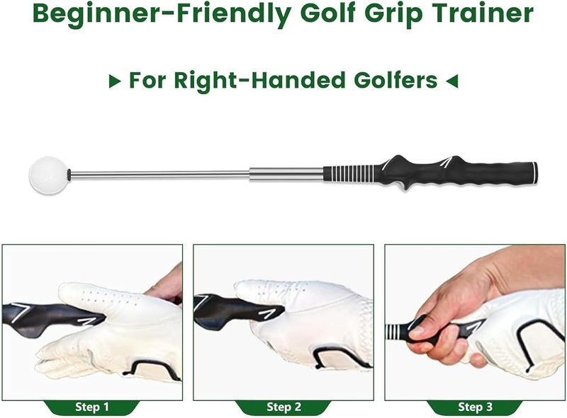 MHKLCD Retractable Golf Swing Training Aid, Golf Grip Trainer and Right-Handed Golf Training Aid for Chipping Hitting, Portable Grip Trainer with Click Feedback - Image 2